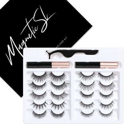 Conjunto de pestanas falsas com aplicador e cola em caixa preta