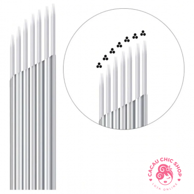 Agulhas metálicas com pontas múltiplas em formato de três pontos pretos