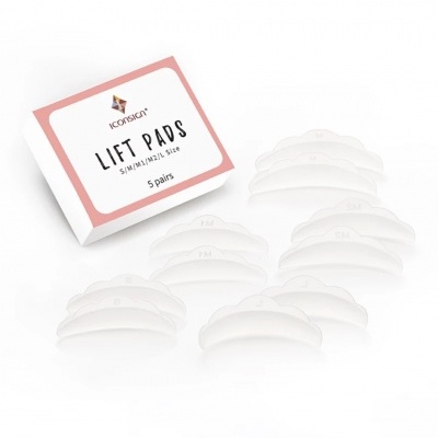 Conjunto de LIFT PADS ICORISON em vários tamanhos numa caixa branca com detalhes rosa