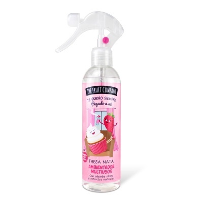 Ambientador multiusos The Fruit Company Fresa Nata em frasco spray rosa