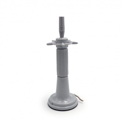 Suporte cinzento de plástico para microfone com base redonda