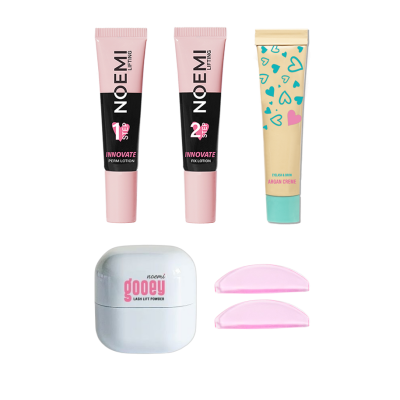 Conjunto de produtos de beleza para lifting de pestanas e sobrancelhas