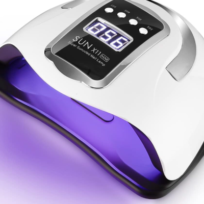 Lâmpada UV/LED para unhas branca com visor digital e tampa roxa