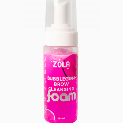 frasco de espuma limpeza sobrancelhas Zola cor rosa e branco