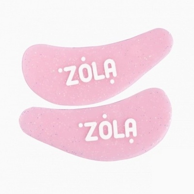 Suportes de calcanhar cor-de-rosa com texto branco ZÔLA.