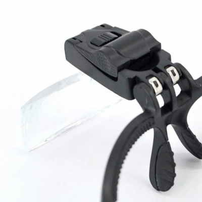 Acessório preto com lente de aumento transparente