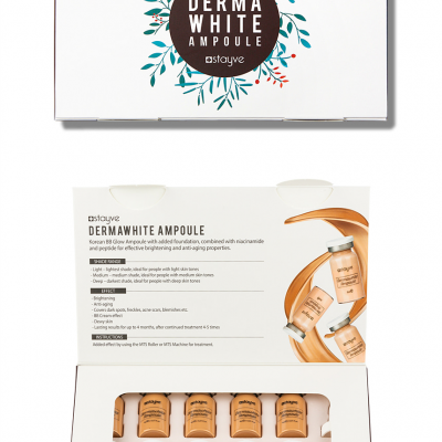 Conjunto de ampolas de vidro Derma White Ampoule em caixa branca com tema floral