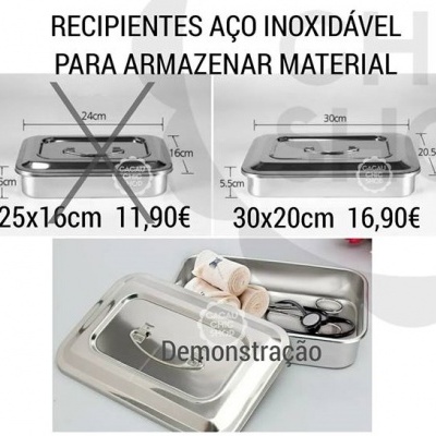 Recipientes retangulares de aço inoxidável para armazenar material com tampas