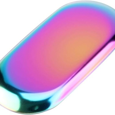 Bandeja oval metalizada em cores iridescentes