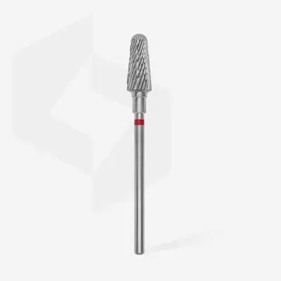 Broca cilíndrica de metal prateada com anel vermelho