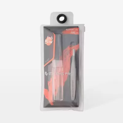 Pacote com pinça metálica prateada para sobrancelhas Staleks Pro Expert 20