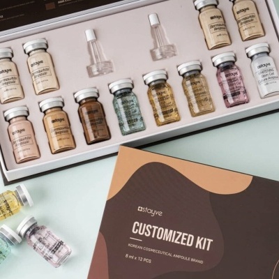 Conjunto personalizado de ampolas cosméticas coreanas Stayve em caixa castanha