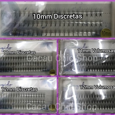 Embalagens de pestanas falsas com diferentes tamanhos e estilos visíveis