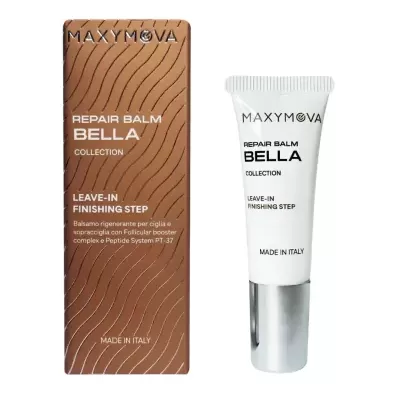 Embalagem e caixa do bálsamo reparador Maxymova Bella Collection.