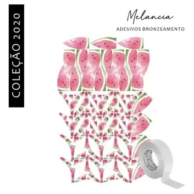 Adesivos de bronzeamento em formato de melancia com fita adesiva