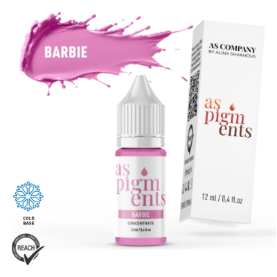 Concentrado de pigmentos cor Barbie AS COMPANY embalagem branca e rosa