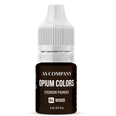 Frasco de pigmento para sobrancelhas Opium Colors com tampa branca