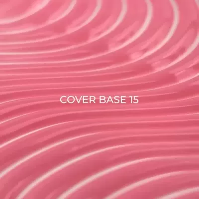 Superfície rosa ondulada com texto COVER BASE 15 no centro