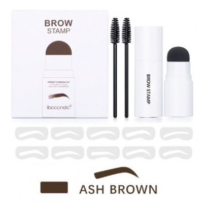 Conjunto para sobrancelhas BROW STAMP Ash Brown com carimbo, escovas e moldes