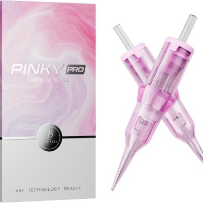 Kit de agulhas para cartucho rosa translúcido com embalagem rosa e branca