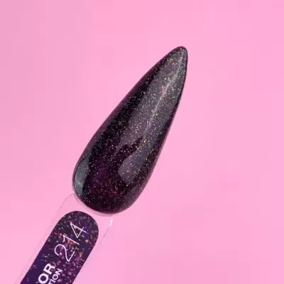 Amostra de verniz preto com glitter colorido e rótulo color reflection 214