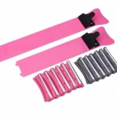 Conjunto acessórios para cabelo cor rosa e preto