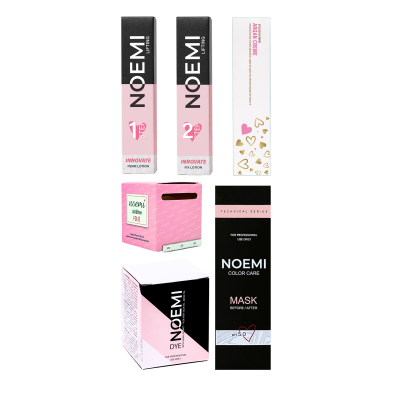 Conjunto de embalagens de produtos Noemi para cuidados de beleza