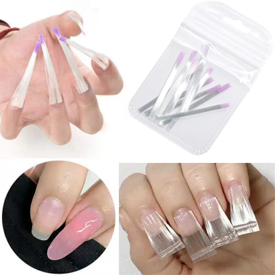 Extensões de unhas transparentes de plástico com ponta quadrada