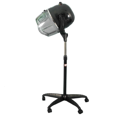 Secador de cabelo profissional com cúpula e base com rodízios preto
