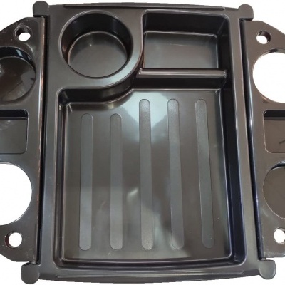 Organizador de gaveta de plástico preto com vários compartimentos