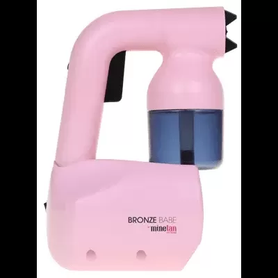 Dispositivo portátil de pulverização cor-de-rosa com texto na base