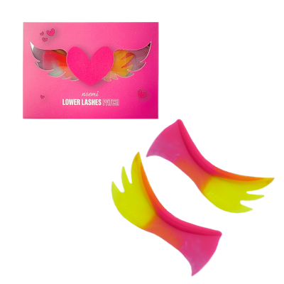 Patches para pestanas inferiores rosa e amarelos com embalagem rosa