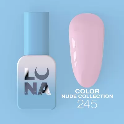 Frasco de verniz azul e amostra de cor rosa claro