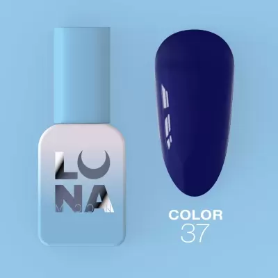 Verniz de unhas azul claro LUNA e amostra azul escuro COLOR 37