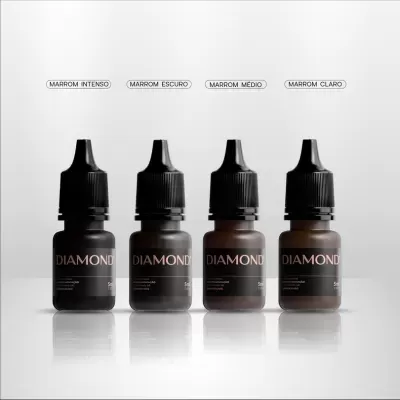 Quatro frascos pequenos de pigmento para sobrancelhas DIAMOND em diferentes tons de marrom