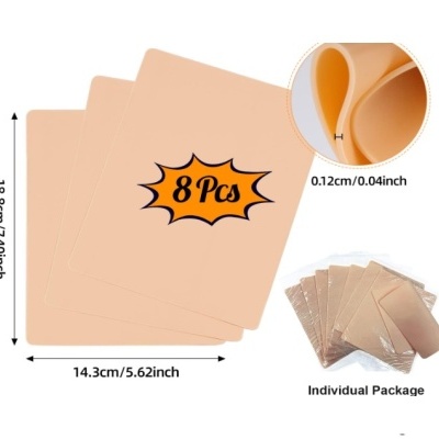 Conjunto de 8 placas retangulares bege com embalagem individual transparente