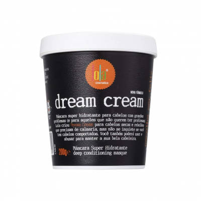 Embalagem preta de máscara hidratante para cabelo Dream Cream com tampa branca