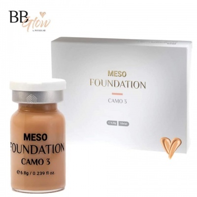 Base de maquilhagem MESO FOUNDATION CAMO 3 com embalagem e caixa branca