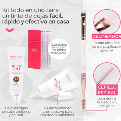 Kit para tintar sobrancelhas com tinta, creme desenvolvedor e pincel-dual da Revlata Beauty