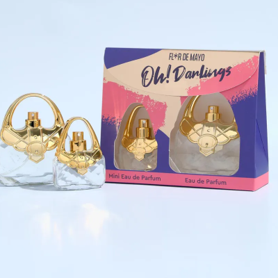 Conjunto de perfumes FLOR DE MAYO OH! Darlings em frascos transparentes com tampa dourada