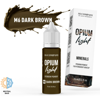 Frasco e embalagem de pigmento para sobrancelhas Opium Light M6 Dark Brown