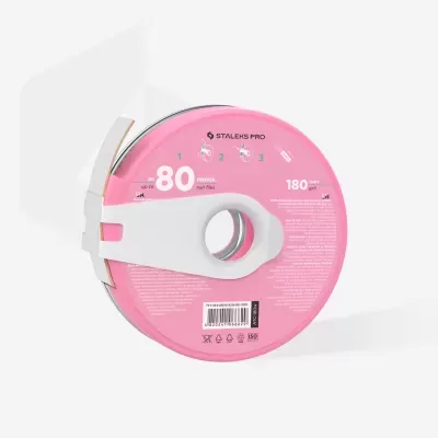 Dispositivo rosa para lixas de unha STALEKS PRO com suporte branco