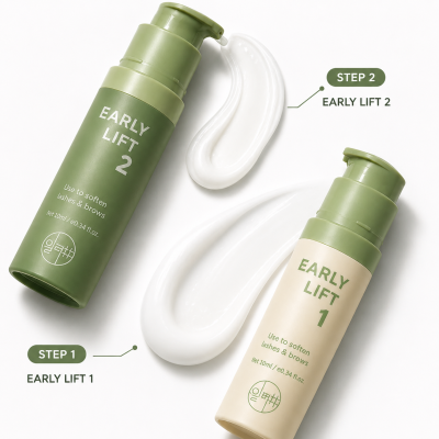 Texturas do Early Lift Step 1 e Step 2 para protocolo profissional de Lash Lift Coreano Early Shop
