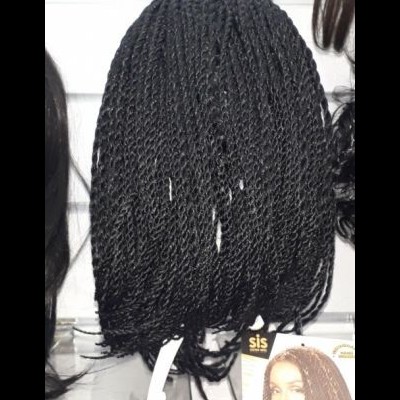 peruca de cabelo sintético preto com tranças finas