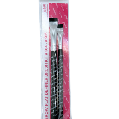 Conjunto de dois pincéis flat para sobrancelhas em embalagem de blister