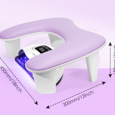 Aparelho para manicure branco e lilás com visor digital e luz UV
