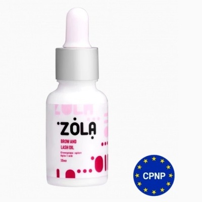 Frasco branco com óleo para sobrancelhas e cílios Zola