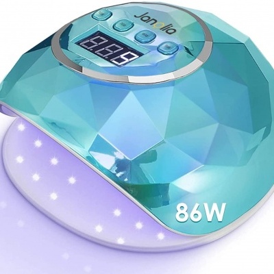 Lâmpada UV/LED azul facetada para unhas com visor digital e botões de controle