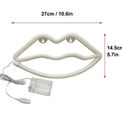 Luzes decorativas em forma de lábios com cabo USB branco