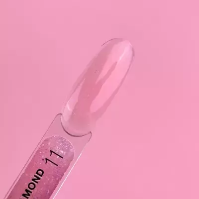 Amostra de verniz gel rosa claro com brilho